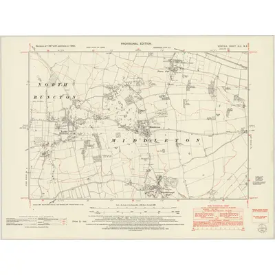 1950 Map of Norfolk XLV.NE, 1952 Print