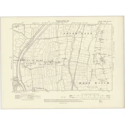 1904 Map of Norfolk XLV.NW, 1907 Print