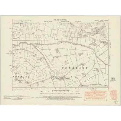 1950 Map of Norfolk XLV.SE, 1952 Print