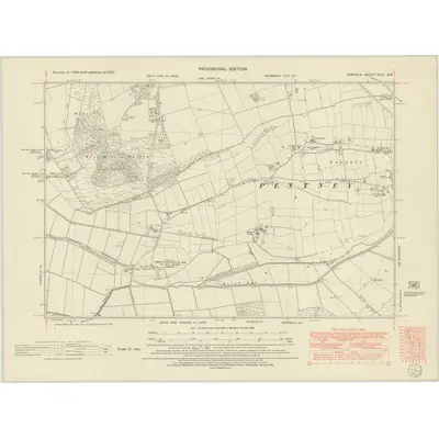 1950 Map of Norfolk XLVI.SW, 1952 Print