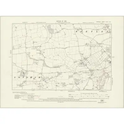 1927 Map of Norfolk XLVIII.NE, 1929 Print