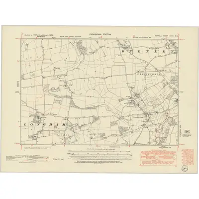 1950 Map of Norfolk XLVIII.NE, 1951 Print