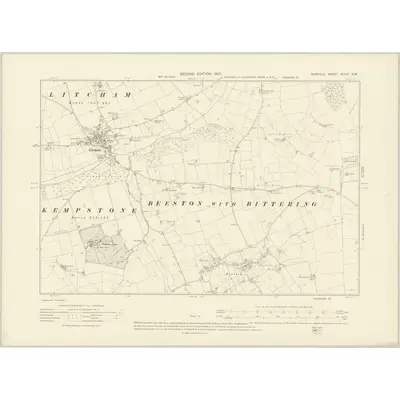 1904 Map of Norfolk XLVIII.NW, 1907 Print