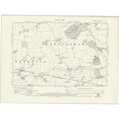 1926 Map of Norfolk XLVIII.SE, 1929 Print