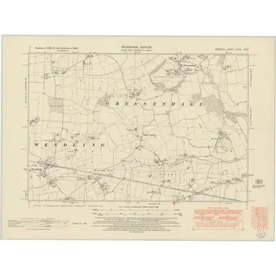 1950 Map of Norfolk XLVIII.SE, 1952 Print