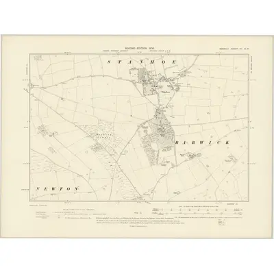 1904 Map of Norfolk XV.NW, 1906 Print