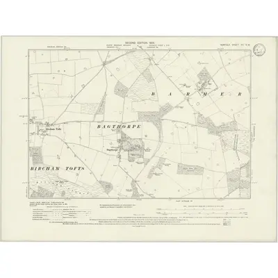 1904 Map of Norfolk XV.SW, 1933 Print