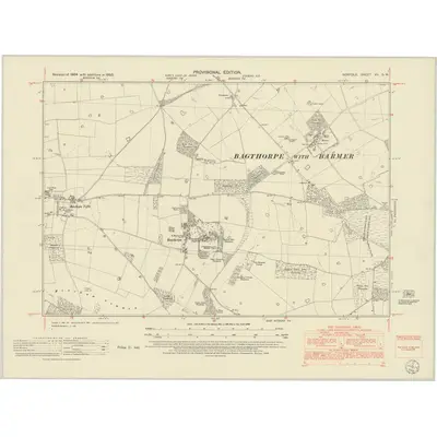 1950 Map of Norfolk XV.SW, 1952 Print