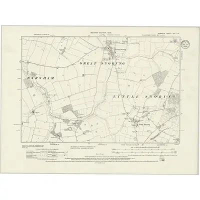 1904 Map of Norfolk XVI.SE, 1934 Print
