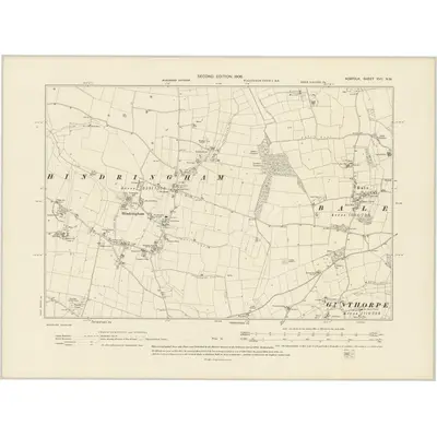 1904 Map of Norfolk XVII.NW, 1906 Print