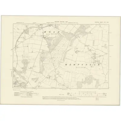 1905 Map of Norfolk XVIII.NW, 1907 Print