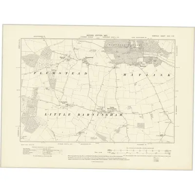 1905 Map of Norfolk XVIII.SE, 1907 Print