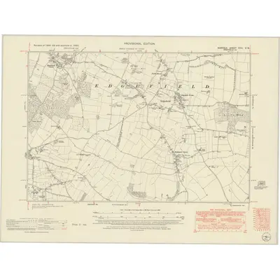 1950 Map of Norfolk XVIII.SW, 1952 Print