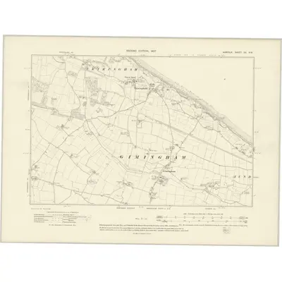 1905 Map of Norfolk XX.NW, 1907 Print