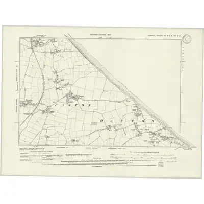1905 Map of Norfolk XX.SE & XXA.SW, 1933 Print