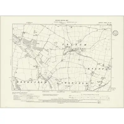 1905 Map of Norfolk XX.SW, 1936 Print