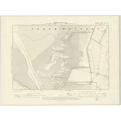 1904 Map of Norfolk XXII.SW, 1907 Print