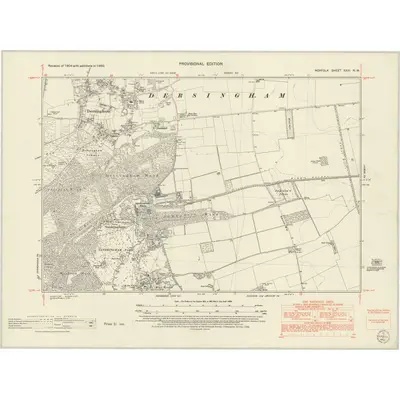 1950 Map of Norfolk XXIII.NW, 1952 Print