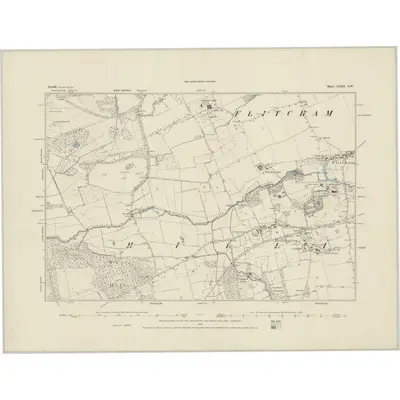 1883 Map of Norfolk XXIII.SW, 1884 Print
