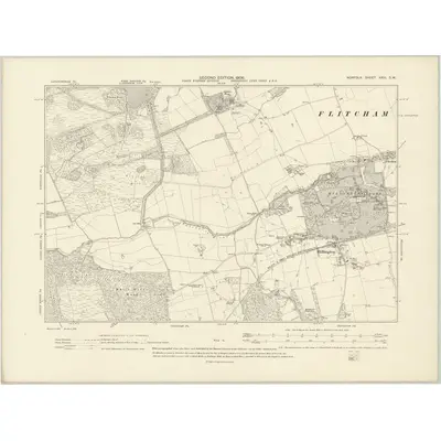 1904 Map of Norfolk XXIII.SW, 1906 Print