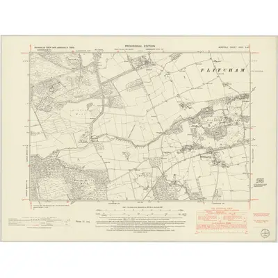 1950 Map of Norfolk XXIII.SW, 1952 Print