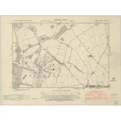 1950 Map of Norfolk XXIV.NW, 1952 Print