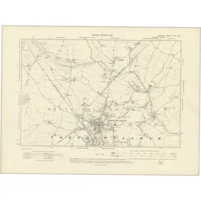 1905 Map of Norfolk XXIX.NW, 1907 Print