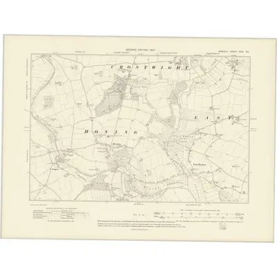 1905 Map of Norfolk XXIX.SE, 1907 Print
