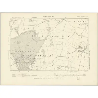 1904 Map of Norfolk XXV.SW, 1906 Print