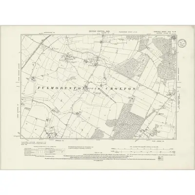 1904 Map of Norfolk XXVI.NW, 1934 Print