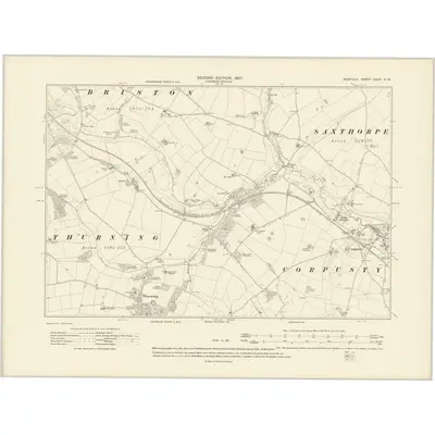 1905 Map of Norfolk XXVII.NW, 1907 Print