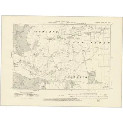 1905 Map of Norfolk XXVIII.NW, 1907 Print