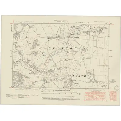 1946 Map of Norfolk XXVIII.NW, 1950 Print