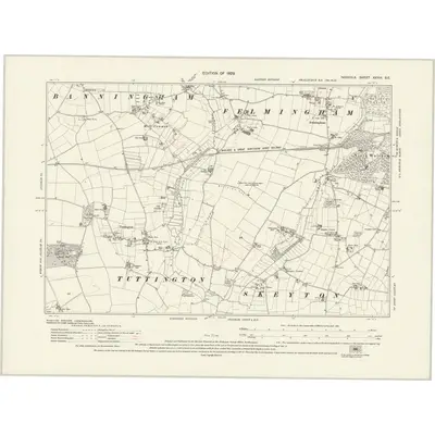 1926 Map of Norfolk XXVIII.SE, 1929 Print