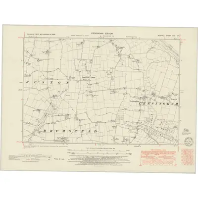1946 Map of Norfolk XXX.SW, 1951 Print