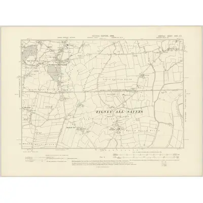 1904 Map of Norfolk XXXII.SE, 1906 Print