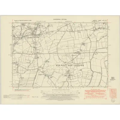 1950 Map of Norfolk XXXII.SE, 1951 Print