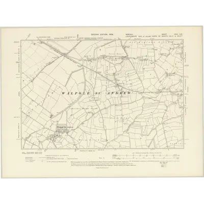 1903 Map of Norfolk XXXII.SW, 1906 Print