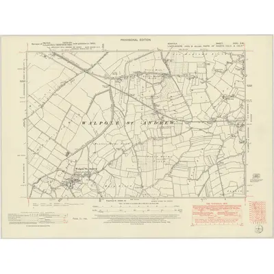 1950 Map of Norfolk XXXII.SW, 1952 Print