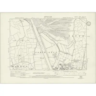 1927 Map of Norfolk XXXIII.NW, 1933 Print