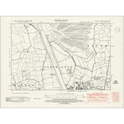 1938 Map of Norfolk XXXIII.NW, 1947 Print