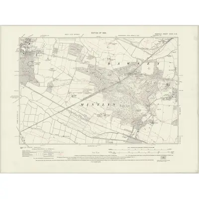 1927 Map of Norfolk XXXIII.SE, 1929 Print