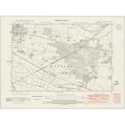 1938 Map of Norfolk XXXIII.SE, 1947 Print
