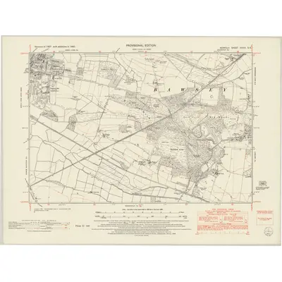 1951 Map of Norfolk XXXIII.SE, 1952 Print