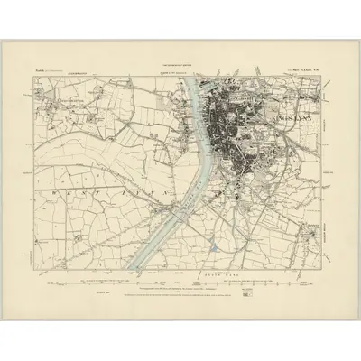 1884 Map of Norfolk XXXIII.SW, 1886 Print