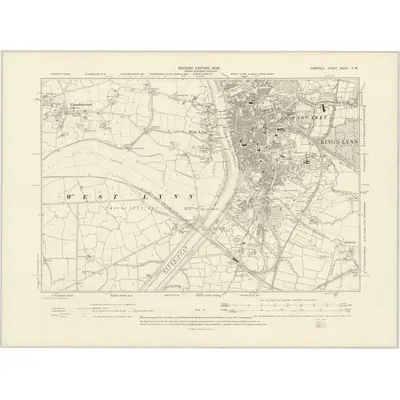 1904 Map of Norfolk XXXIII.SW, 1906 Print