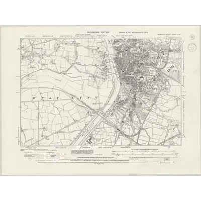 1938 Map of Norfolk XXXIII.SW, 1944 Print