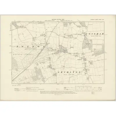1904 Map of Norfolk XXXIV.NW, 1906 Print