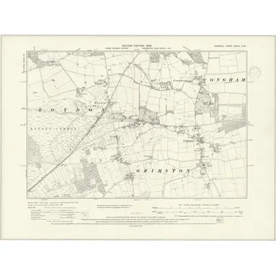 1904 Map of Norfolk XXXIV.NW, 1937 Print