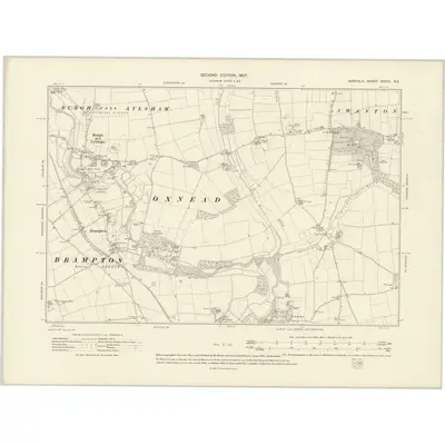 1905 Map of Norfolk XXXIX.NE, 1907 Print